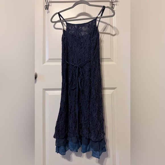 Altar'd State Navy Blue Lace Midi Dress - Picture 6 of 8
